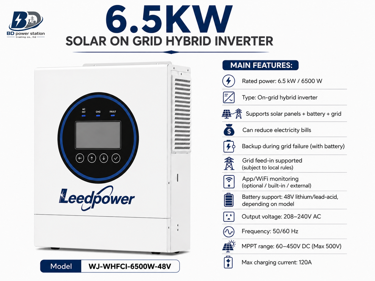 6.5KW Hybrid Solar Inverter in Bangladesh (On-Grid Hybrid System)